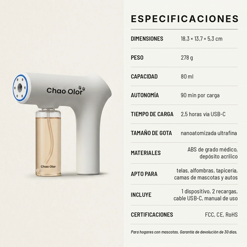 CHAO OLOR PETS™ Nebulizador enzimático